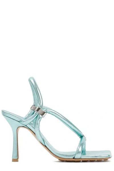 Bottega Veneta Metallic Stretch Slingback Sandals For Women In Silver