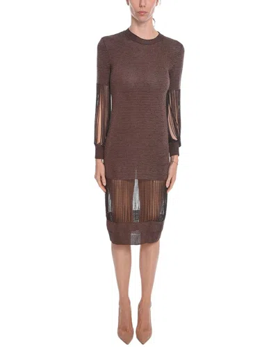 BOTTEGA VENETA BOTTEGA VENETA METALLIC VISCOSE-KNIT MIDI DRESS