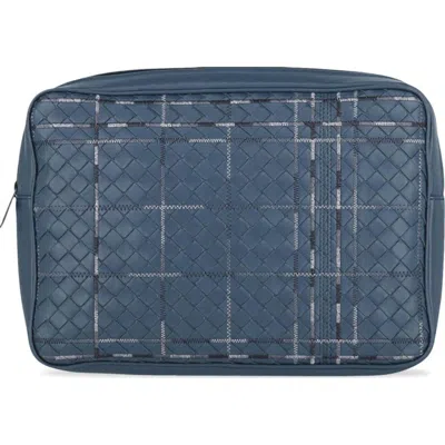 Pre-owned Bottega Veneta Metropolis Leather Wash Bag Blue Backpack