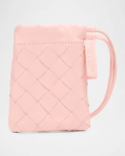 Bottega Veneta Micro Dustbag Intrecciato Leather Drawstring Pouch In Gold