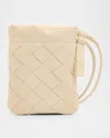 Bottega Veneta Micro Dustbag Intrecciato Leather Drawstring Pouch In White