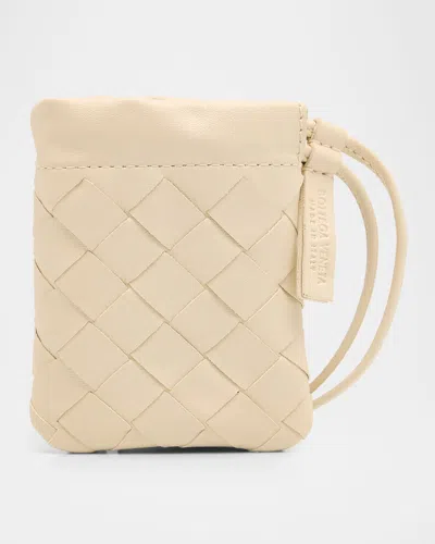 Bottega Veneta Micro Dustbag Intrecciato Leather Drawstring Pouch In White