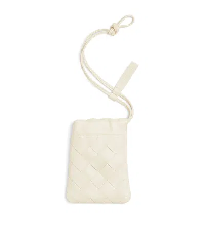 Bottega Veneta Micro Leather Intrecciato Dustbag In White