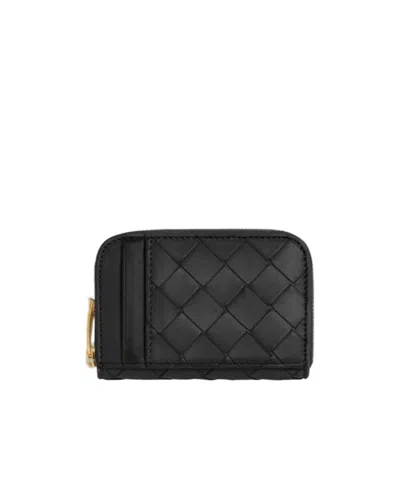 Bottega Veneta Micro Zipper Wallet In Black