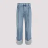 Bottega Veneta Curved Shape Light Bleached Denim In Blue
