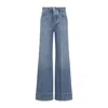 Bottega Veneta Jeans In Cotone Con Patch Posteriore In Pelle In Blue