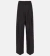 Bottega Veneta Mid-rise Cotton And Silk Wide-leg Pants In Black