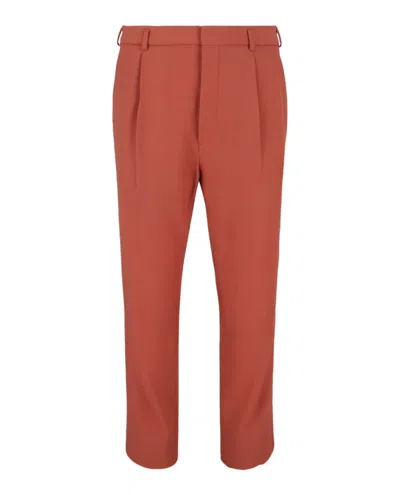 Bottega Veneta Mid-rise Straight Leg Trousers With Textured Quilted Fabric In Pink