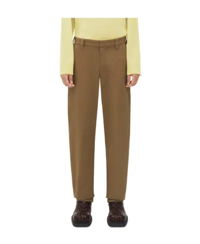 Bottega Veneta Mid-rise Tapered-leg Trousers In Brown