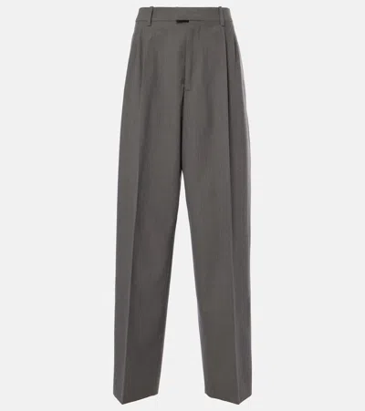BOTTEGA VENETA MID-RISE WOOL TRICOTINE STRAIGHT PANTS