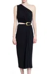 Bottega Veneta Draped One-shoulder Midi Dress In Black