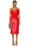 Bottega Veneta Thick Glossy Leather Bustier Dress In Poppy