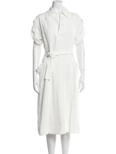 Pre-owned Bottega Veneta Midi Length Dress In White