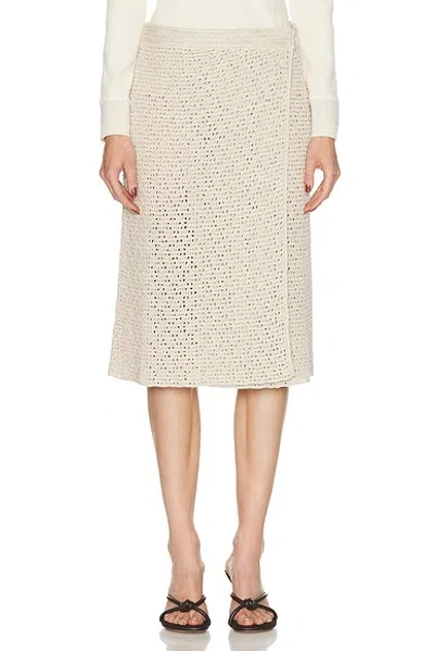 Bottega Veneta Cotton Wrap Skirt Crochet Effect In Beige