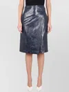 Bottega Veneta Midi Skirt With Belted Waist Detail In Blue