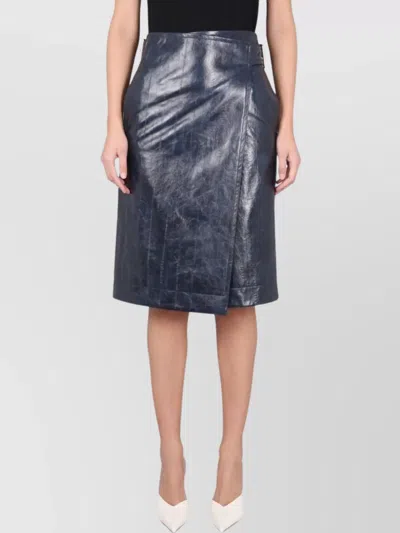 Bottega Veneta Midi Skirt With Belted Waist Detail In Blue