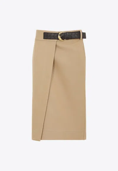 Bottega Veneta Women Cotton Midi Skirt In Neutral