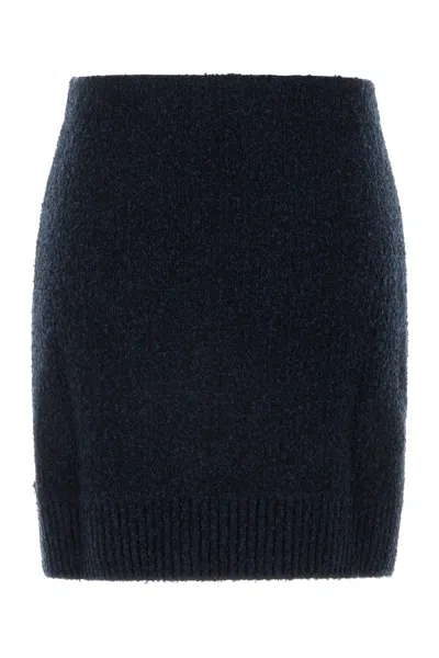 Bottega Veneta Midnight Blue Bouclã© Mini Skirt In Navy