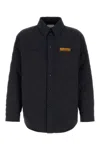 Bottega Veneta Quilted Cotton Overshirt With Front Pocket And Rounded Hem In Blue