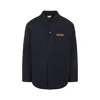 Bottega Veneta Quilted Cotton Overshirt With Front Pocket And Rounded Hem In Blue