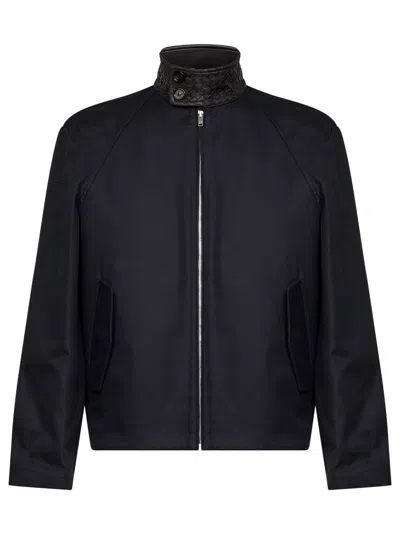 Bottega Veneta Leather-trimmed Cotton-gabardine Blouson Jacket In Black