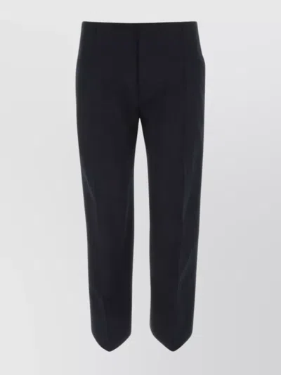 Bottega Veneta Midnight Blue Cropped Cotton Pants In Black