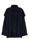 Bottega Veneta Midnight Blue Wool Blend Coat In Navy