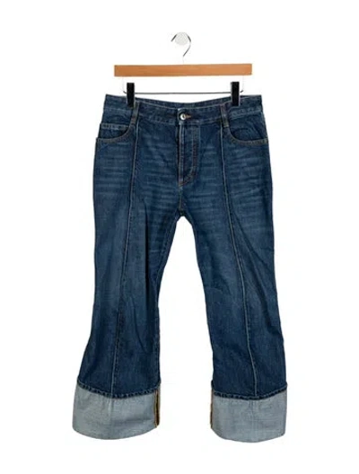 Pre-owned Bottega Veneta Mid-rise Straight Leg Jeans In Blue