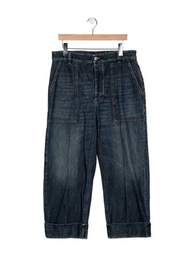 Pre-owned Bottega Veneta Mid-rise Straight Leg Jeans In Blue
