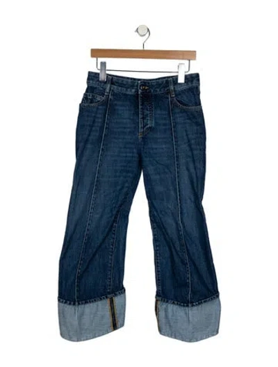 Pre-owned Bottega Veneta Mid-rise Wide Leg Jeans In Blue