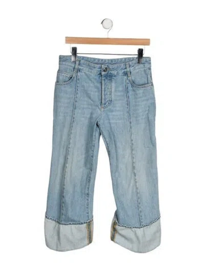 Pre-owned Bottega Veneta Mid-rise Wide Leg Jeans In Blue
