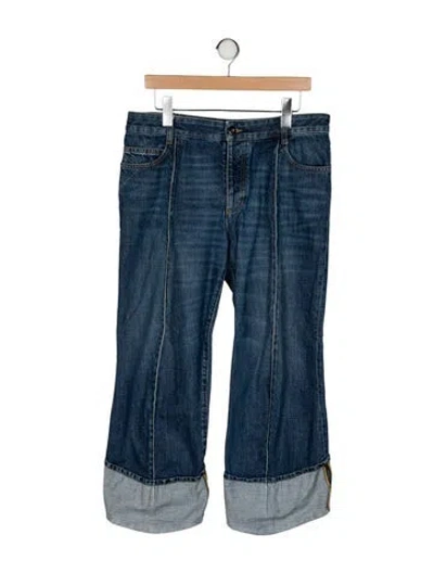 Pre-owned Bottega Veneta Mid-rise Wide Leg Jeans In Blue