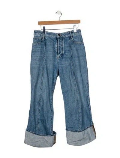 Pre-owned Bottega Veneta Mid-rise Wide Leg Jeans In Blue