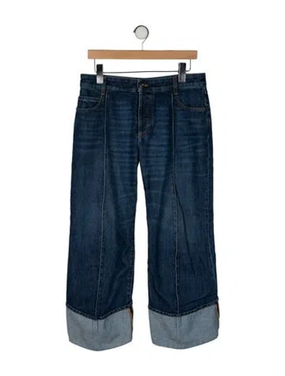 Pre-owned Bottega Veneta Mid-rise Wide Leg Jeans In Blue