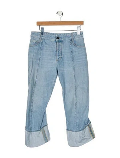 Pre-owned Bottega Veneta Mid-rise Wide Leg Jeans In Blue