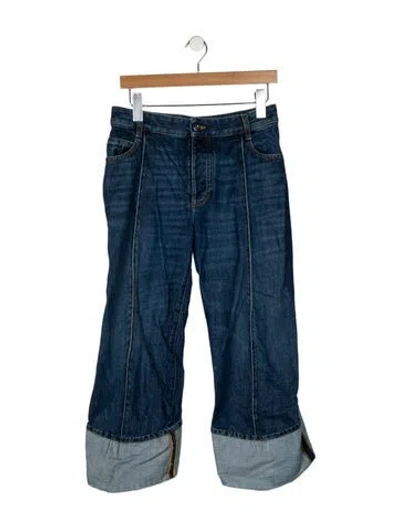 Pre-owned Bottega Veneta Mid-rise Wide Leg Jeans In Blue