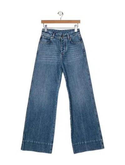 Pre-owned Bottega Veneta Mid-rise Wide Leg Jeans In Blue