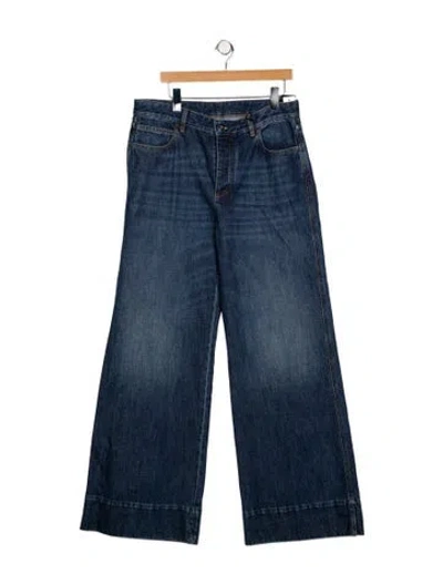 Pre-owned Bottega Veneta Mid-rise Wide Leg Jeans In Blue