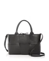 Bottega Veneta Mini Arco Woven Leather Crossbody In Black/gold