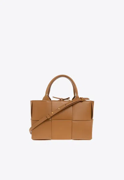 Bottega Veneta Mini Arco Intreccio Tote Bag In Camel
