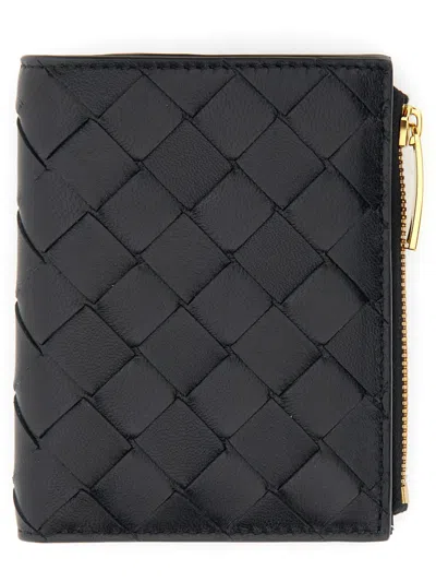 Bottega Veneta Mini Bi-fold Leather Wallet 9 X 11 X 1 Cm In Black