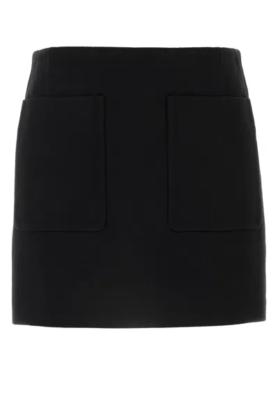 BOTTEGA VENETA BLACK COTTON BLEND MINI SKIRT