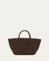 Bottega Veneta Mini Leather Intreccio Cabat Tote Bag In Light Brown