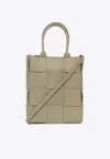 Bottega Veneta Mini Cassette Intreccio Tote Bag In Travertine