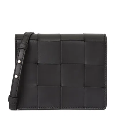 Bottega Veneta Mini Cassette Knitted Shoulder Bag In Black