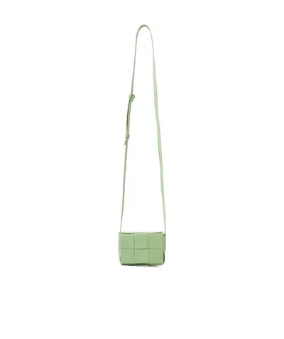 Bottega Veneta Mini Cassette Knitted Shoulder Bag In Green