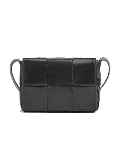 Bottega Veneta Mini Cassette Shoulder Bag In Black