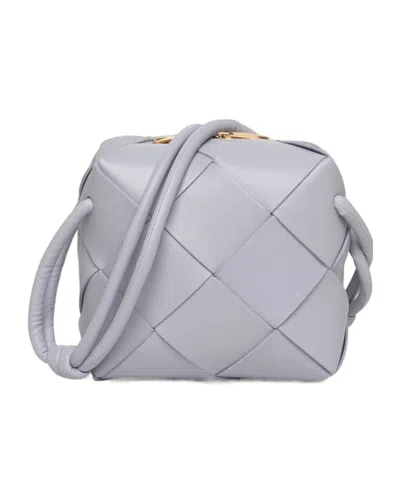 Bottega Veneta Mini Cassette Shoulder Bag In Gray