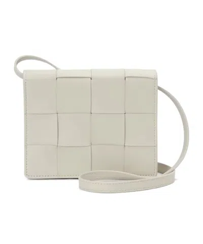Bottega Veneta Mini Cassette Woven Clamshell Shoulder Bag In White