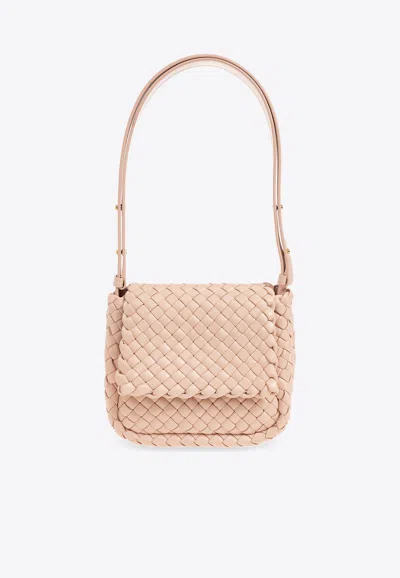 Bottega Veneta Mini Cobble Padded Intrecciato Shoulder Bag In Pink